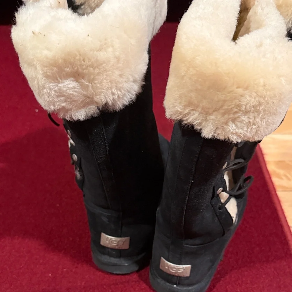UGG Black and Cream Winter Boots